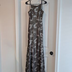 City Triangles Black and Silver Sequin Maxi Dress